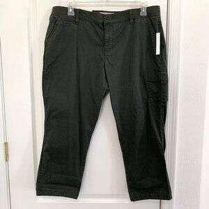 Sonoma Utility Cargo Capris Pants Mid Rise Ultracomfort Olive Green Size 16 NEW